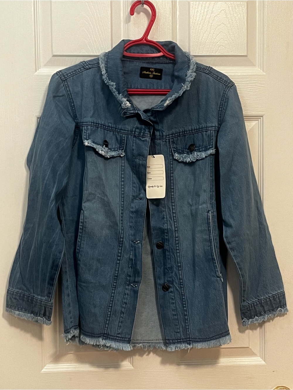 Denim Fringe-Trim Jacket - Blue
